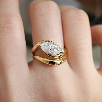 18K Leif Marquise Moissanite Ring