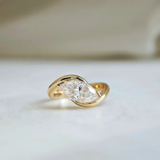18K Leif Marquise Moissanite Ring