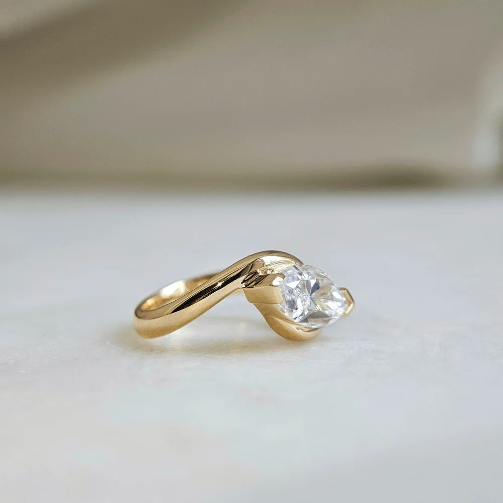 18K Leif Marquise Moissanite Ring