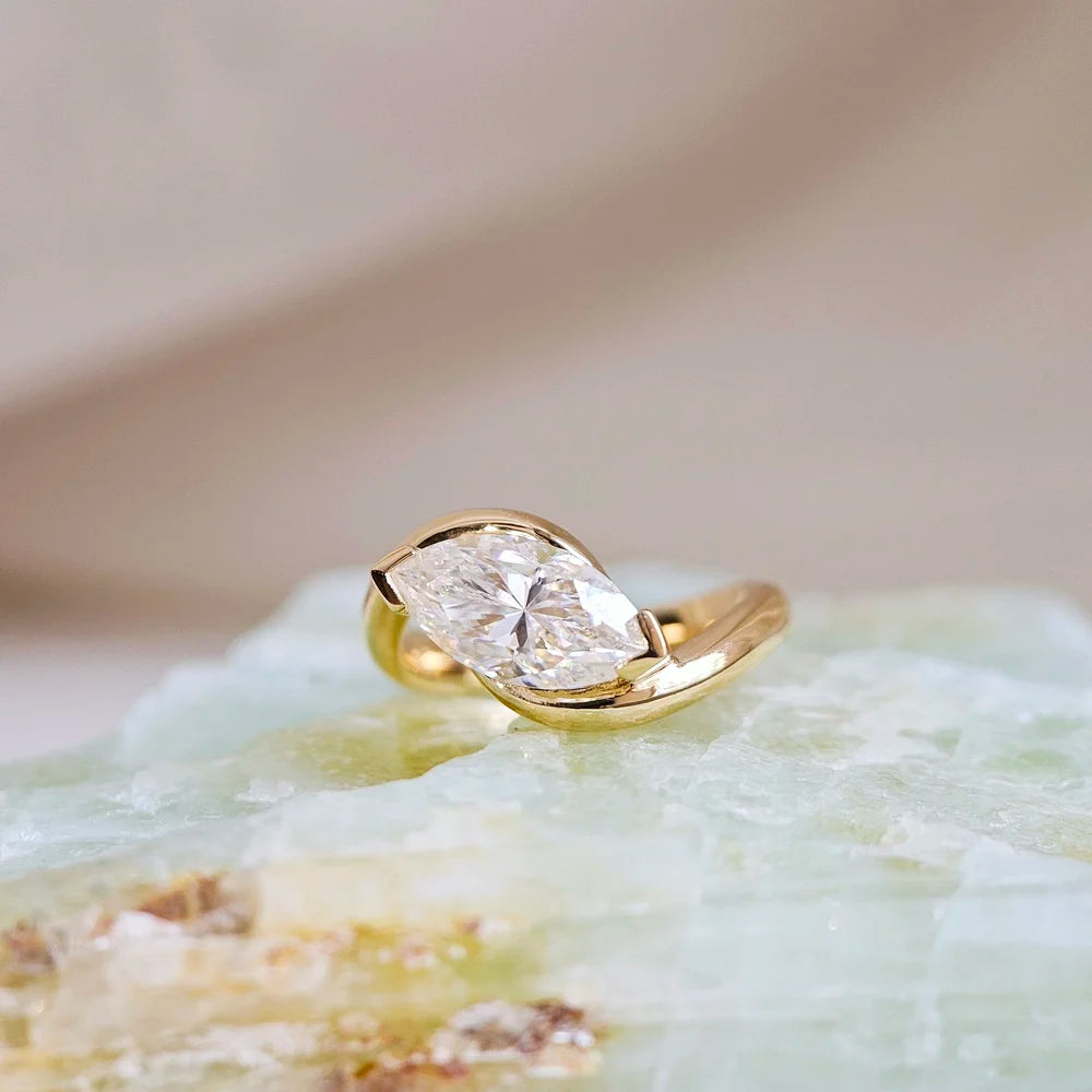 18K Leif Marquise Moissanite Ring