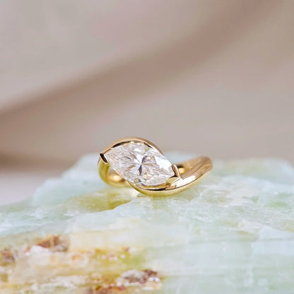 18K Leif Marquise Moissanite Ring