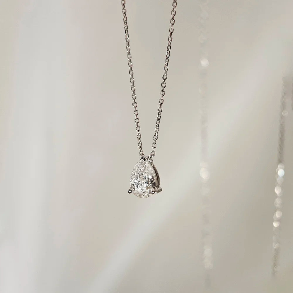 18K Pear Lab-grown Diamond Necklace