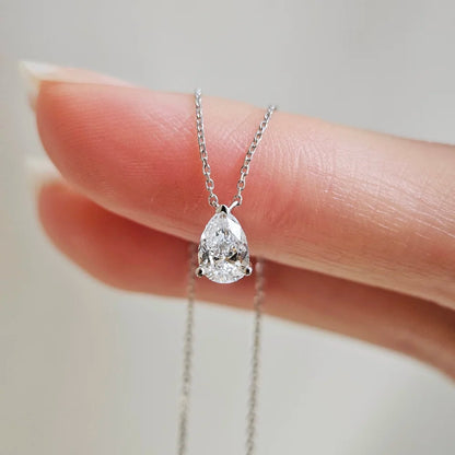 18K Pear Lab-grown Diamond Necklace