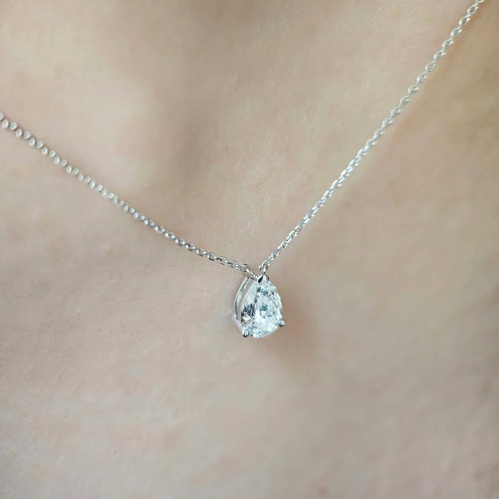 18K Pear Lab-grown Diamond Necklace