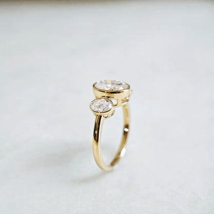 14K Bezel Triology Moissanite Ring