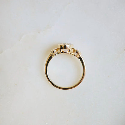 14K Bezel Triology Moissanite Ring