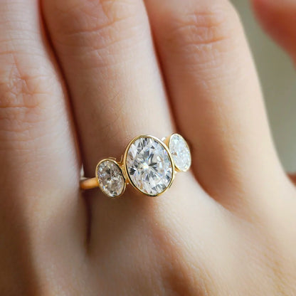 14K Bezel Triology Moissanite Ring