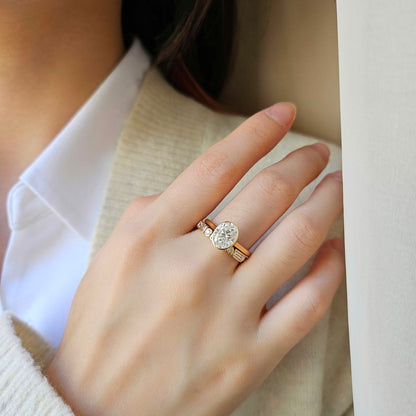 14K Bezel Oval Moissanite Ring