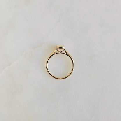 14K Bezel Cushion Moissanite Ring