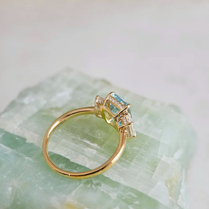 Through-the-Looking-Glass Aquamarine Ring (Lab Diamond Version)