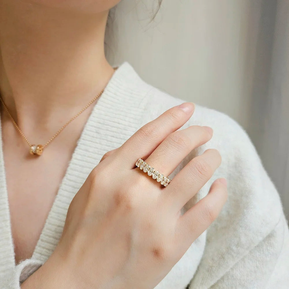 18K Oval Moissanite Eternity Ring