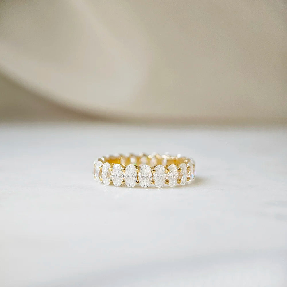 18K Oval Moissanite Eternity Ring