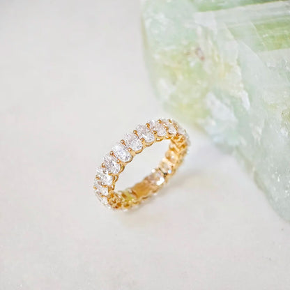 18K Oval Moissanite Eternity Ring