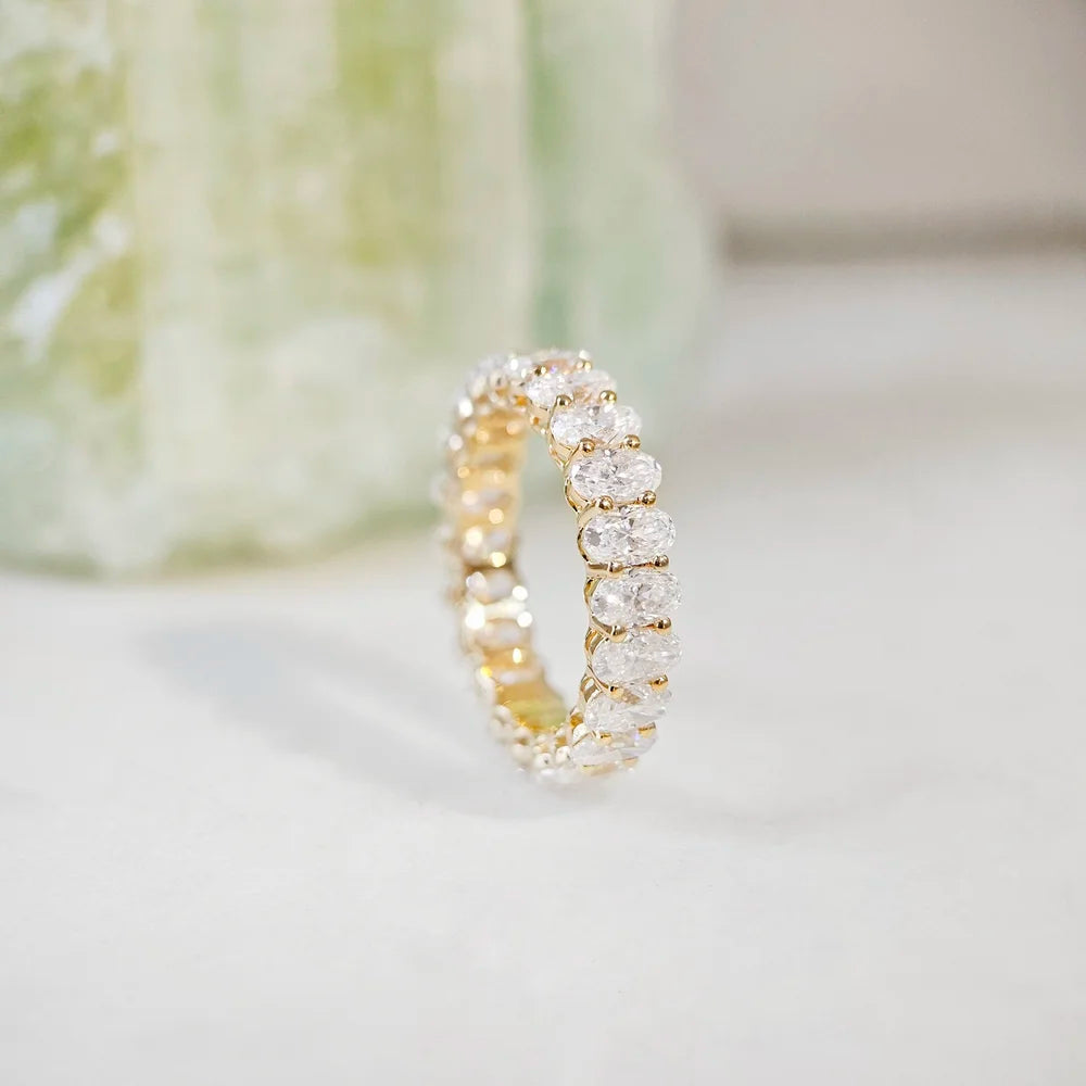 18K Oval Moissanite Eternity Ring