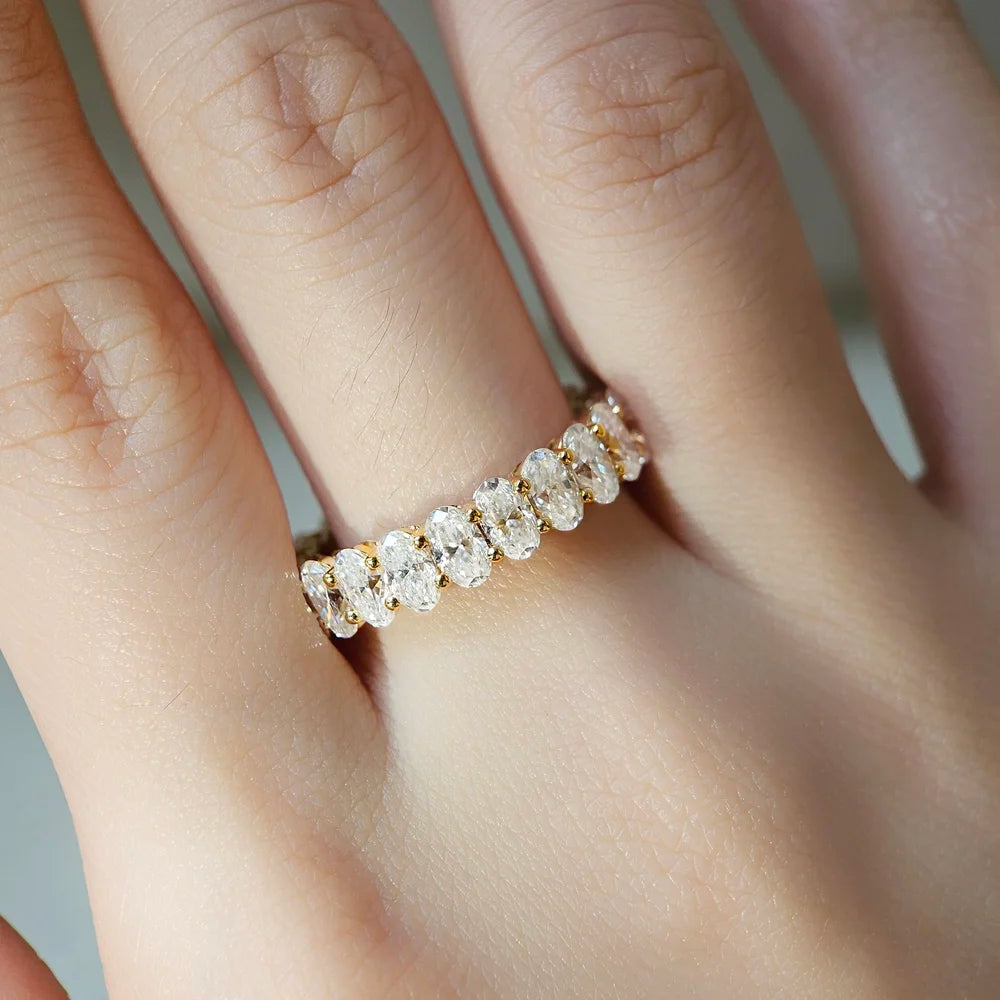 18K Oval Moissanite Eternity Ring