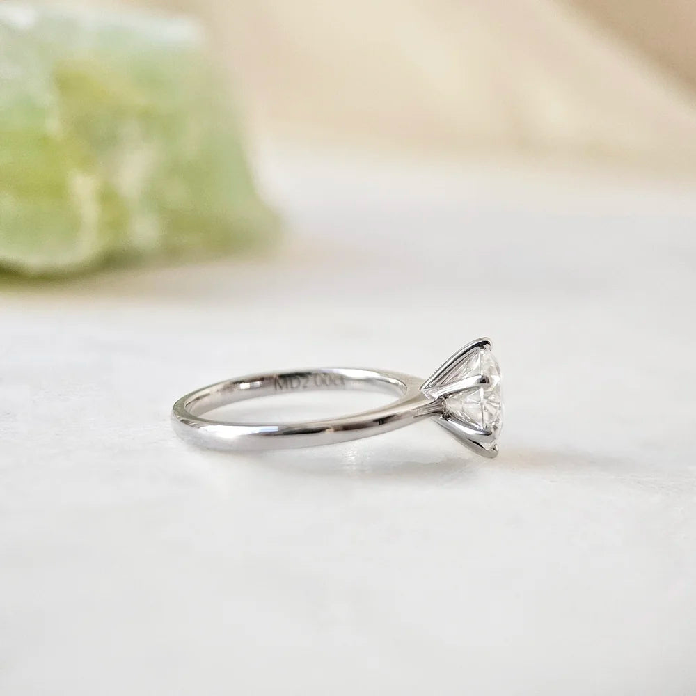 14K Classic Six Claw Round Moissanite Ring