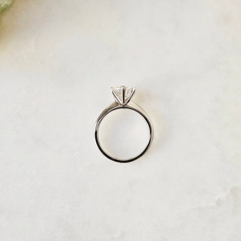 14K Classic Six Claw Round Moissanite Ring