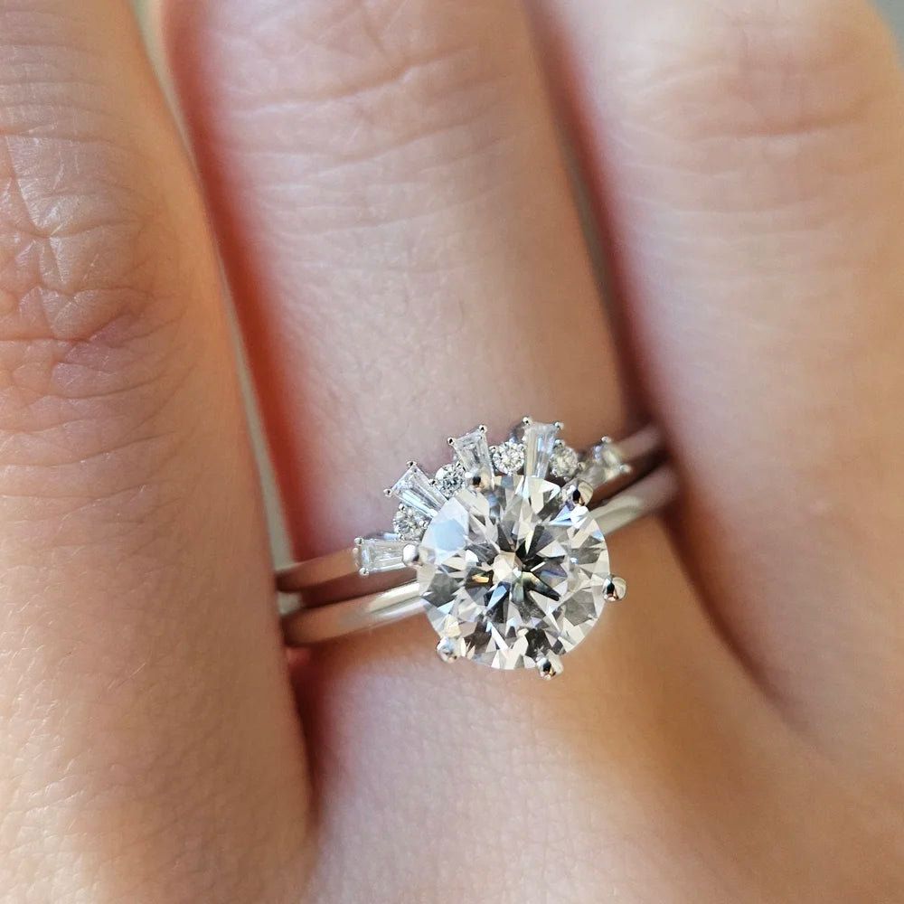 14K Classic Six Claw Round Moissanite Ring