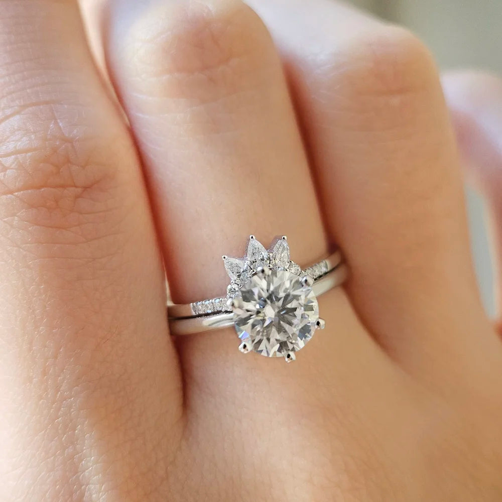 14K Classic Six Claw Round Moissanite Ring