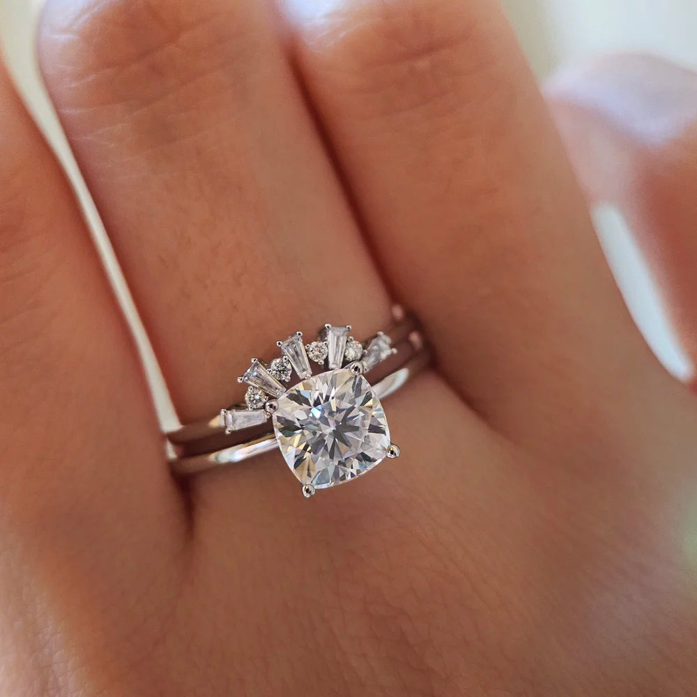 18K Cushion Moissanite Ring