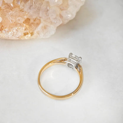 18K Four Claw Tapered Band Moissanite Ring