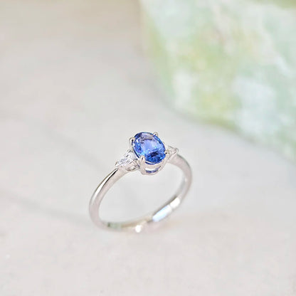 18K Jolyne Oval Blue Sapphire and Diamond Ring