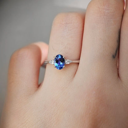 18K Jolyne Oval Blue Sapphire and Diamond Ring