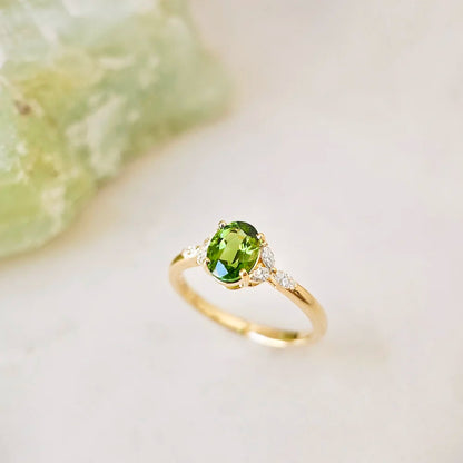 18K Oval Green Sapphire Shirley Ring