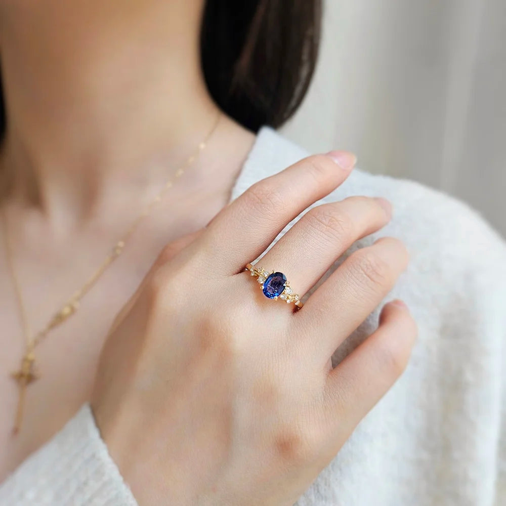 The Gardenia Blue Sapphire Ring