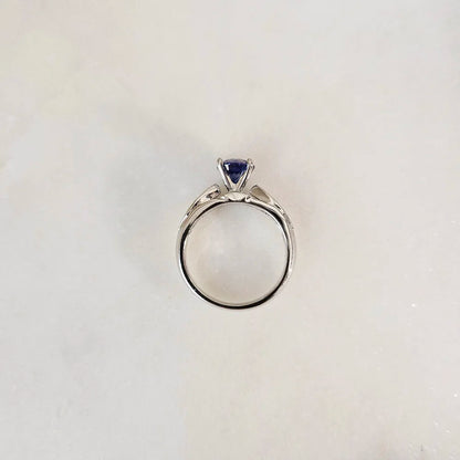 18K Blue Sapphire Leaflet Ring