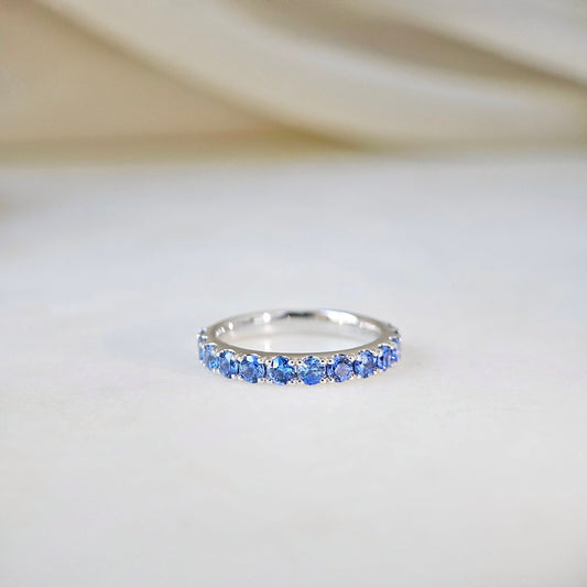18K Classic Blue Sapphire Band - Custom made 4-6 weeks