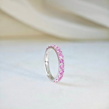 18K Classic Pink Sapphire Band