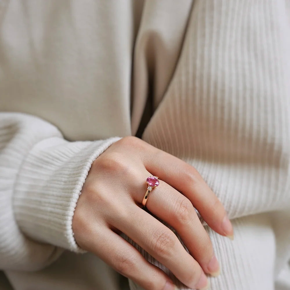 Cosmic Peach Sapphire Ring