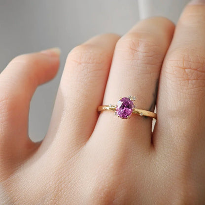 Dainty Minimalist Oval Pink Sapphire Ring