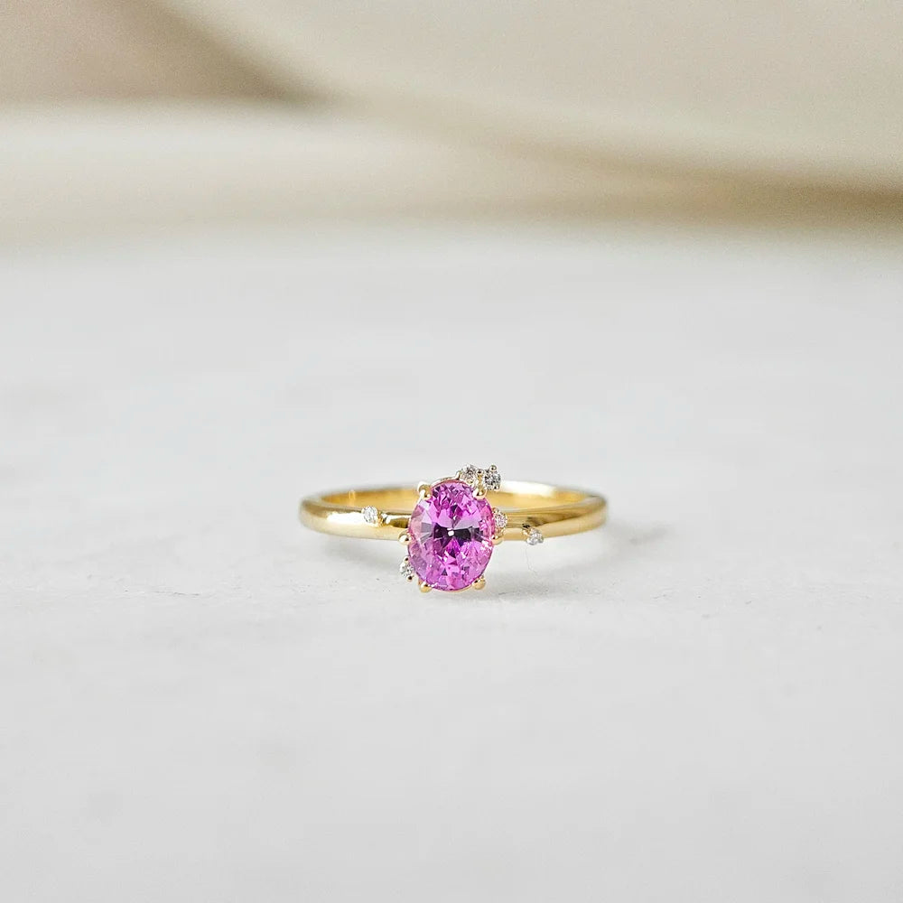 Dainty Minimalist Oval Pink Sapphire Ring