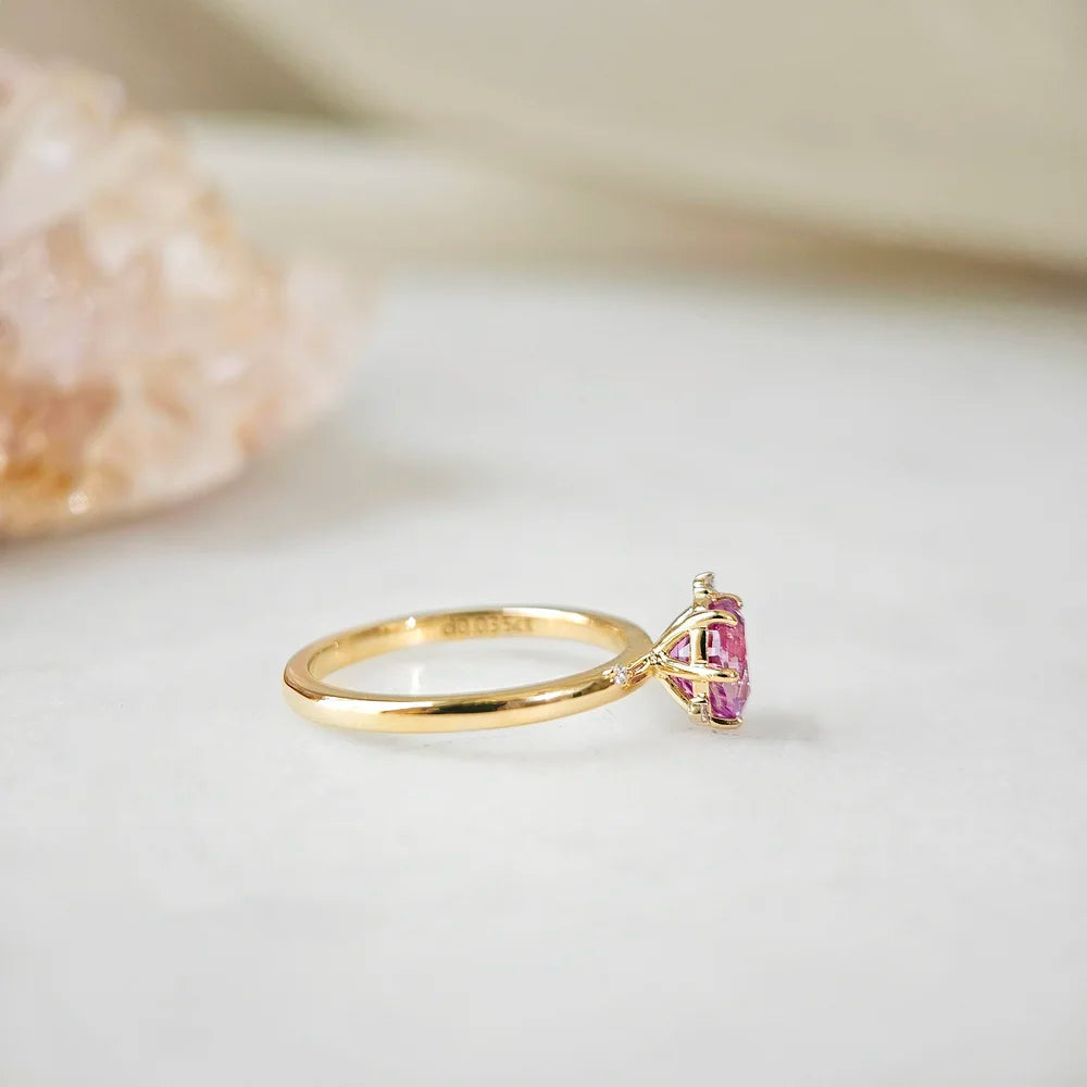 Dainty Minimalist Oval Pink Sapphire Ring