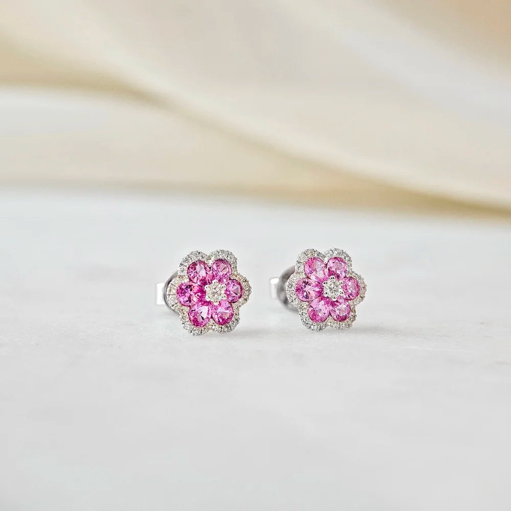 Anemone Pink Sapphire Earring