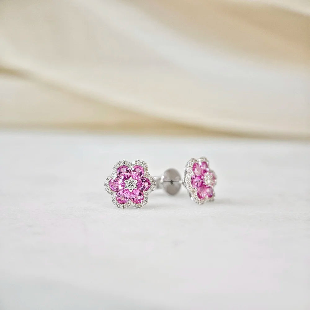 Anemone Pink Sapphire Earring