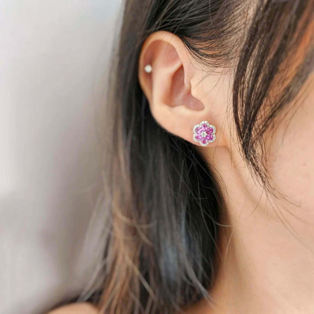 Anemone Pink Sapphire Earring