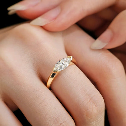 14K Half Bezel Lab-grown Diamond Ring