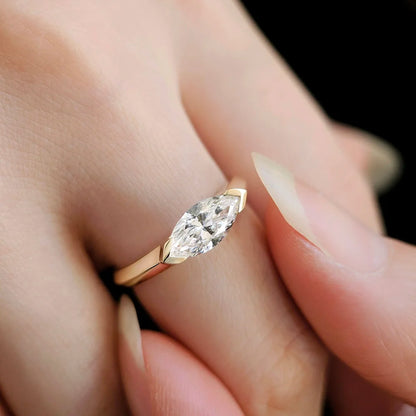 14K Half Bezel Lab-grown Diamond Ring