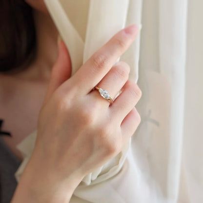 14K Half Bezel Lab-grown Diamond Ring