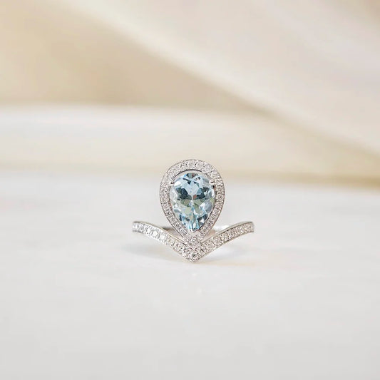 The Crown Auqamarine and Diamond Ring