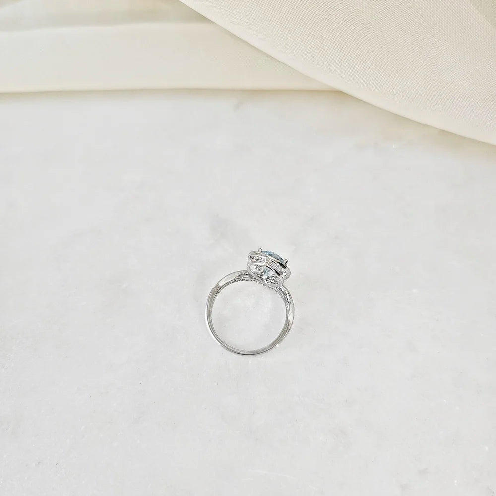The Crown Auqamarine and Diamond Ring