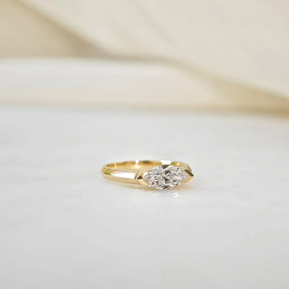 14K Half Bezel Lab-grown Diamond Ring