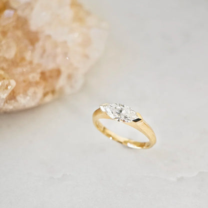 14K Half Bezel Lab-grown Diamond Ring