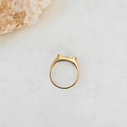 14K Half Bezel Lab-grown Diamond Ring