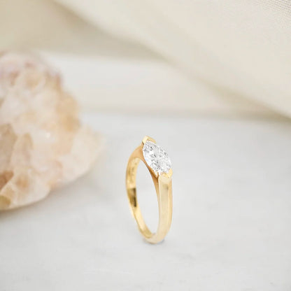 14K Half Bezel Lab-grown Diamond Ring