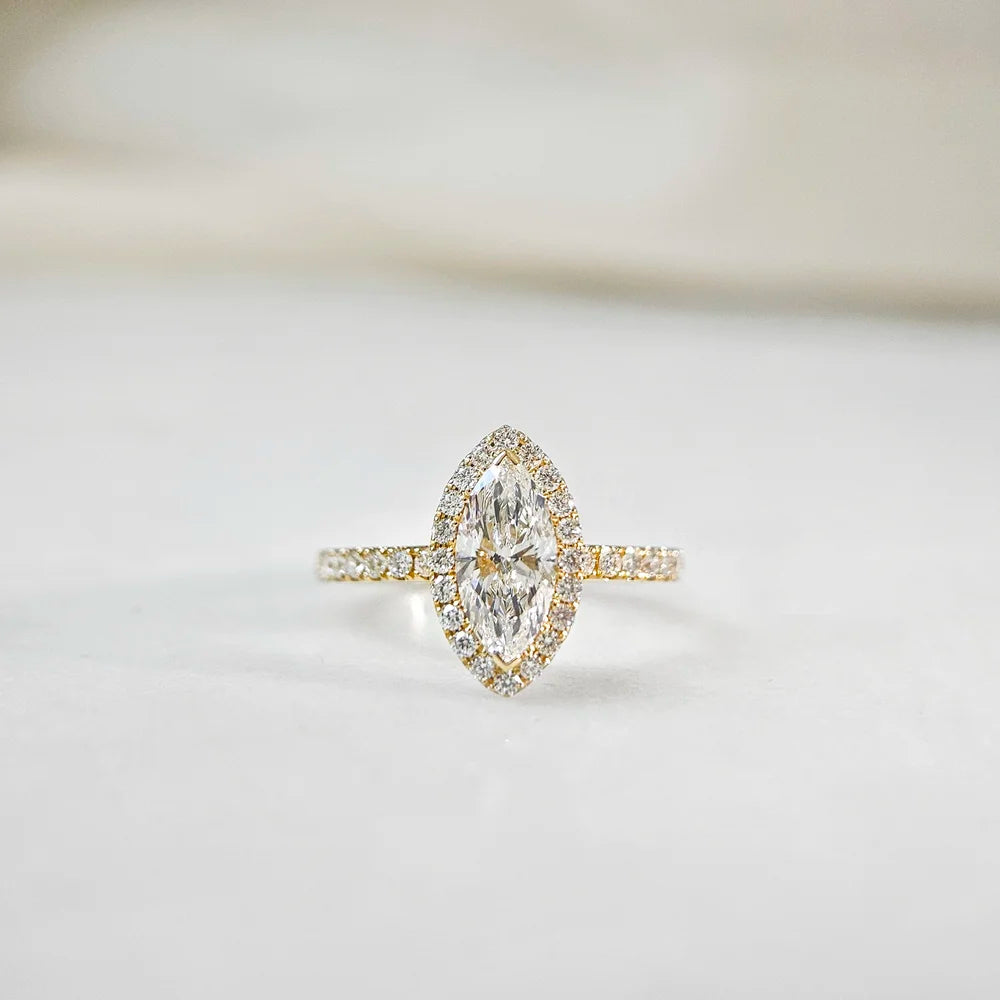 18K Halo Marquise Lab-grown Diamond Band