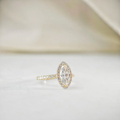 18K Halo Marquise Lab-grown Diamond Band